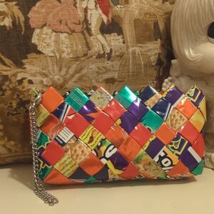 Vintage Colorful Woven Clutch Bag
